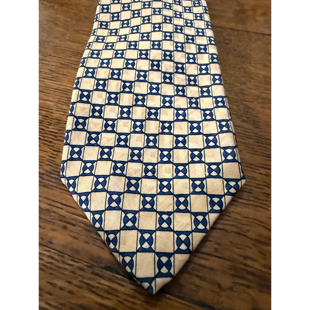 Robert Talbott Best of Class Nordstrom Silk Tie Blue Cream Geometric Hand Sewn
